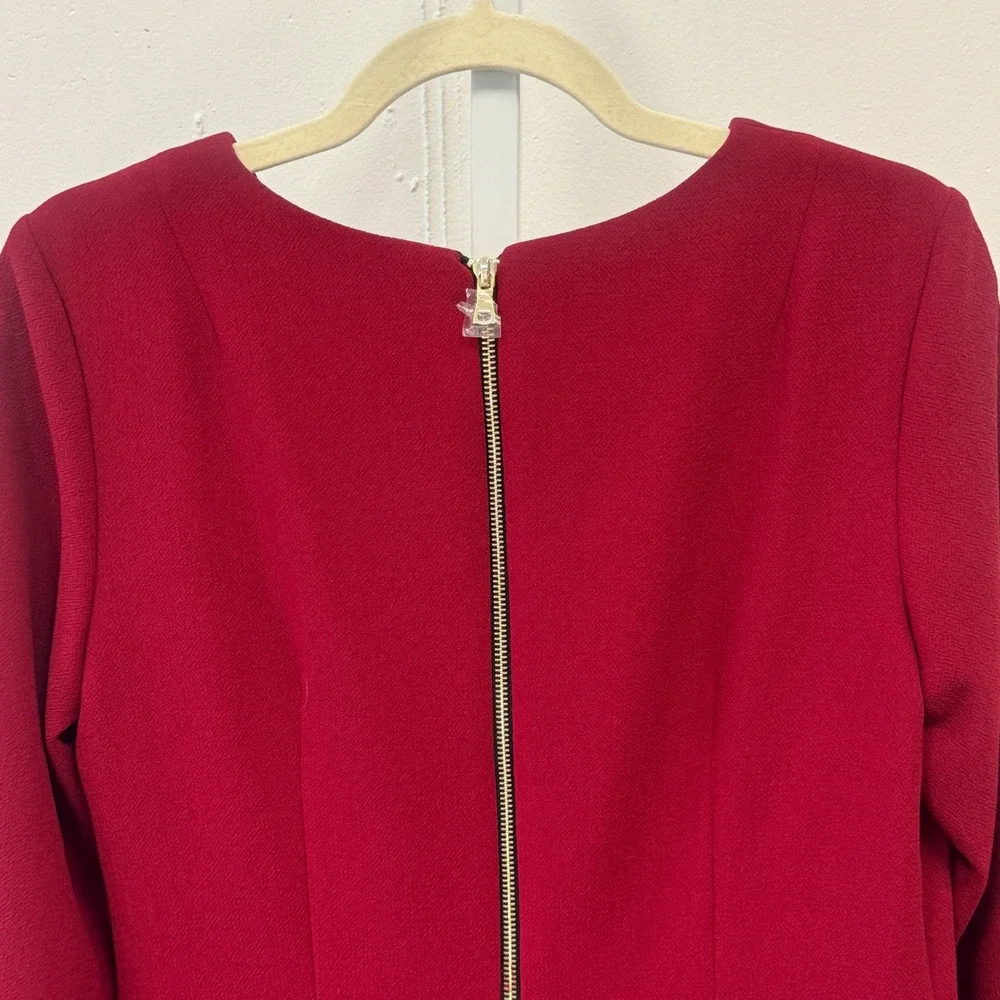 NWT Sara Campbell Red Crepe Cascade Ruffle Shift Dress Flounce Cuff Size‎ 8